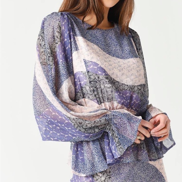 BB Dakota Tops - BB Dakota sheer mixed print blouse